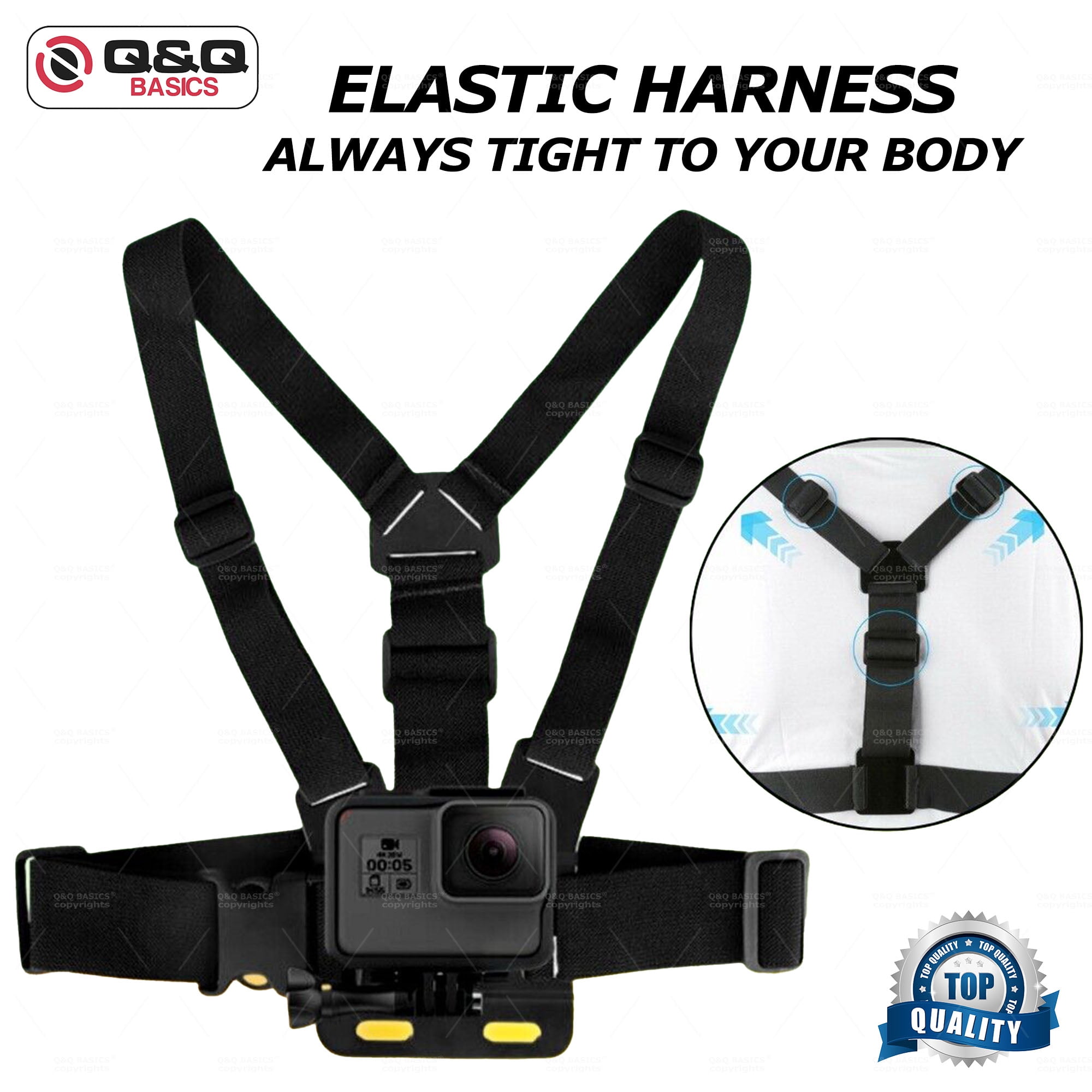 Q&Q BASICS Cell Phone Chest Mount Harness Vest Strap Clip Holder for POV/VLOG, Compatible with iPhone,Samsung, GoPro Hero, DJI Osmo, AKASO and Action Cameras