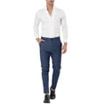 thumbnail image 2 of INSPIRE CHIC Pantalon Habillé à Rayures pour Homme, Pantalon à devant Plat, Pantalon d'Affaires 32 Bleu Foncé, 2 of 6