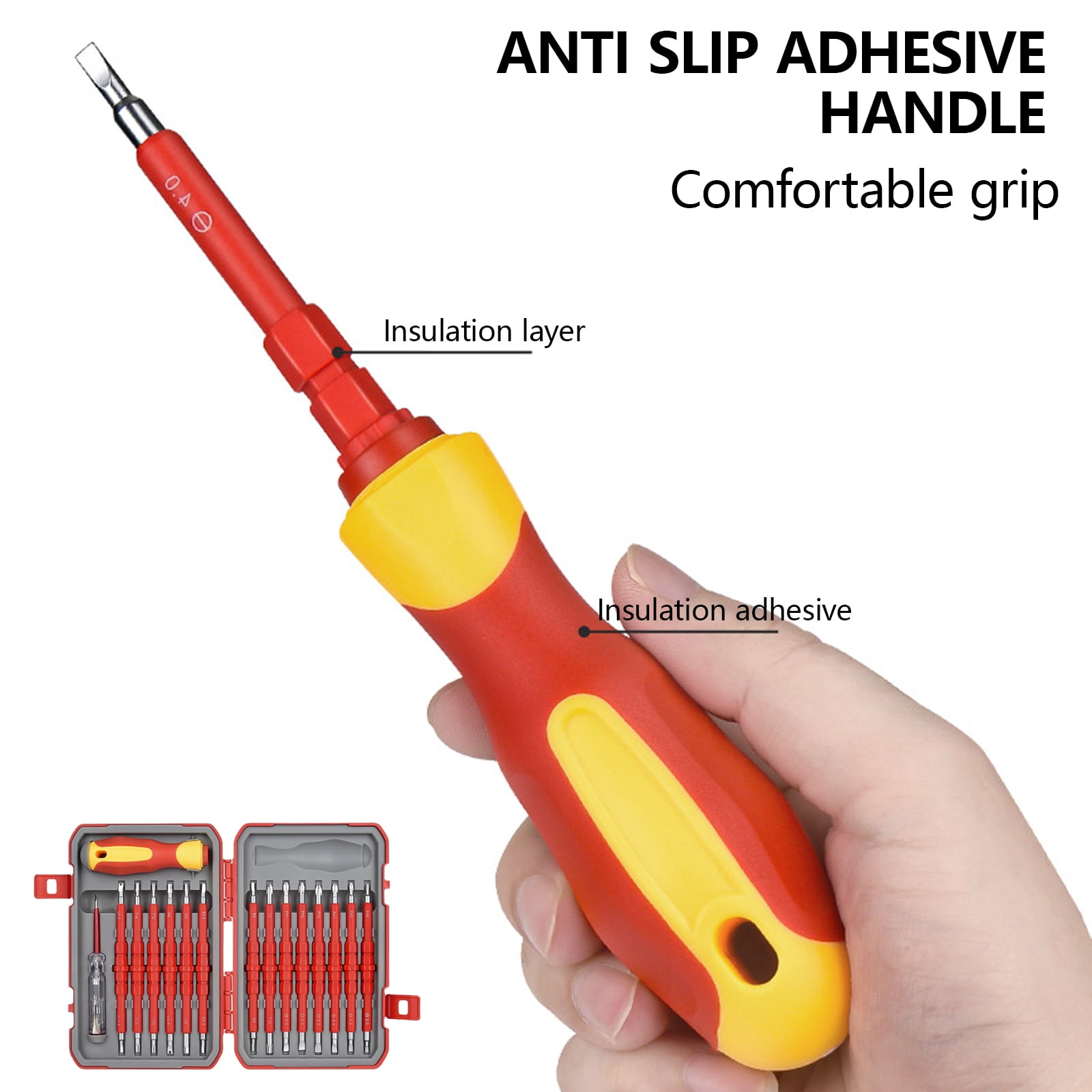 Essential 29Piece Tip Screwdriver Set, Insulated for Electrical Work Tool for Home and Industry