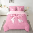 thumbnail image 2 of Feelyou Girls Cute Bow-tie Twin Bedding Sets 7-Piece, Kawaii Bowknot Ribbon Bedding Comforter Set, Cute Cartoon Theme Reversible Sheet Sets, Lightweight Room Decor, 2 of 7