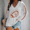 thumbnail image 2 of Holzkary Football Sweatshirts for Women Game Day Heart Football Graphic Hoodies Pullover Crew Neck Long Sleeve Mom Shirts Rugby Sportswear with Distinctive Print Top Rugby Heart Print T Shirt White Xl, 2 of 5