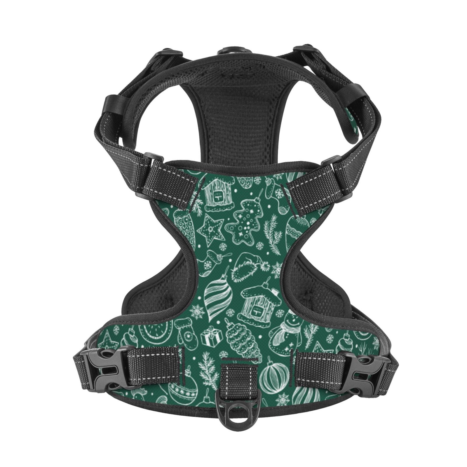Kdxio Green Christmas Print No Pull Dog Harness Adjustable Reflective Oxford Easy Control Medium Large Dog Harness for Training and Everyday-Small