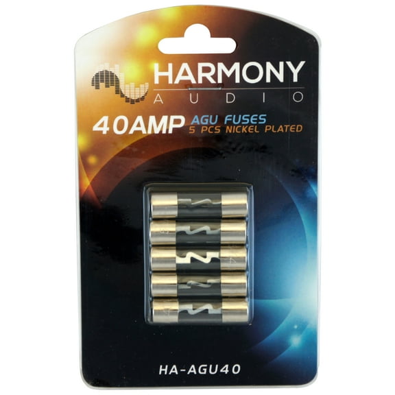 Harmony Audio HA-AGU40 Car Stereo Fuseholder 5 Pack 40 Amp AGU Fuses - Nickel