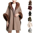 thumbnail image 5 of Pejock Women's Hooded Cloak Cardigan, Casual Long Sleeve Open Front Poncho Sweater with Fur Hood, Lightweight Blouse Top for Spring and Fall, 5 of 9