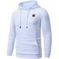 thumbnail image 2 of Tyhengta Men's Hoodies Pullover Plaid Jacquard Hoodie Long Sleeve Casual Drawstring Sweatshirts with Pocket White M, 2 of 8
