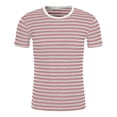 thumbnail image 2 of EliteGoogv Women Casual Striped Print Short Sleeve Crew Neck T Shirt Comfortable Basic Tee Top For Everyday Summer Wear,Light Pink,L, 2 of 2