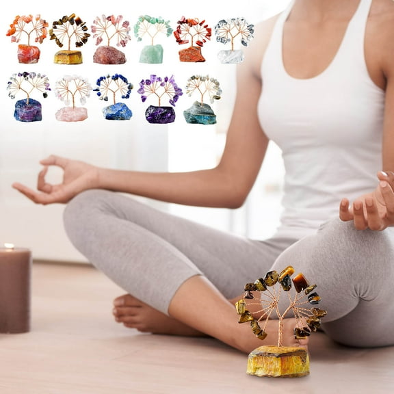 11Pcs Crystal Money Tree under $5! Yannianjz Natural Crystal Money Tree, Handmade Amethyst Base Wealth Tree, Crystal Stone Decoration for Home, Office, Desk, Shelf, Feng Shui, Good Luck, Prosperity