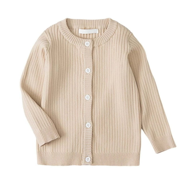 Liyamei Cardigan Tricoté Rayé Uni pour Enfants Garçons Filles et Bébés, Cardigan Bébé avec Col Rond Tricoté