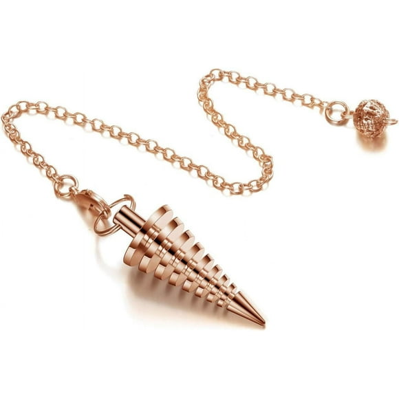 LAICAIW Copper Pendulum Dowsing Metal Divination Dowser Reiki Healing Pendulum Chain,Rose Gold Spiral Coil Point Meditation Yoga Balancing Pendant Pendulum