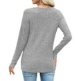 thumbnail image 6 of HAiming Womens Knit Sweater V Neck Long Sleeve Button Tunic Pullover Tops Casual Solid Color Blouse, 6 of 8