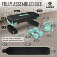 thumbnail image 3 of SAKAE Green Adjustable Aerobic Stepper Kit with Dumbbells & Kettlebell & Weightlifting Belt & Measuring Tape, 2 Level Risers Exercise Step Platform for Home Gym Exercise Fitness Workout, black, 3 of 9