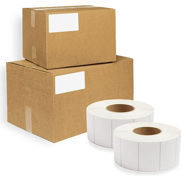 White Thermal Transfer Labels, Self-Adhesive Industrial Perforated, 11500 Count, 3 x 2 in