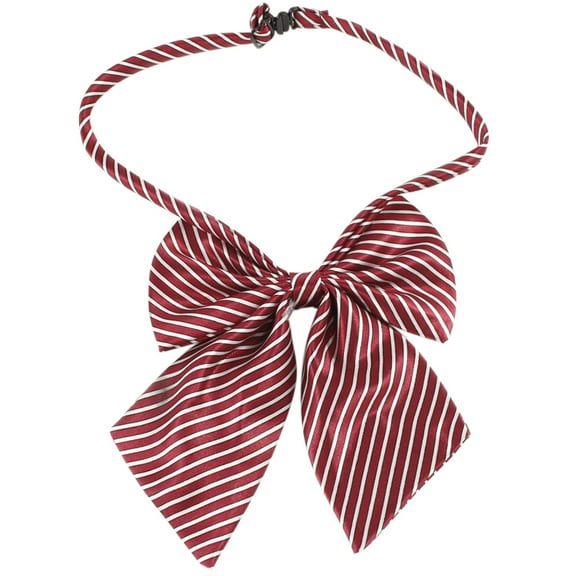 INSPIRE CHIC Women's Pre-Tied Adjustable Bowknot Striped Uniform Bowtie 4.33" x 5.51" Wine Red
