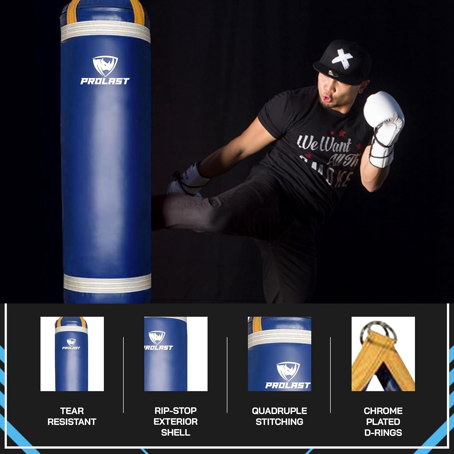 PROLAST Heavy Punching Bag 4 ft UNFILLED -Great for Boxing, MMA, Muay Thai - Unfilled ( Blue )