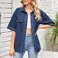 thumbnail image 2 of Akafmk Plus Size Womens Jean Jackets,Oversized Denim Jackets,Women's Fashion Color Lapel Look Slimmer Sleeve Denim Jacket Loose Fitting Cardigan Denim Coat, 2 of 5