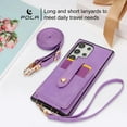 thumbnail image 4 of TECH CIRCLE for Galaxy S23 Ultra Wallet Case 6.8" 2023, PU Leather Back Cover Case with Stand Function, Built-in Card Slots & Mirror, Portable Lightweight Case with Shoulder Strap & Lanyard, Purple, 4 of 8