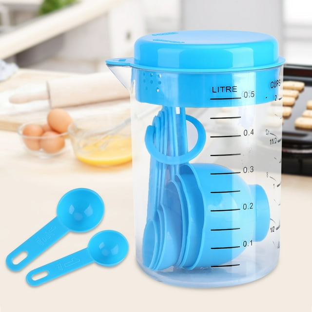 Cubas de Plástico para Medir Tazas Juego de Cocina Utensilios Azul para Cocinar Café de Té