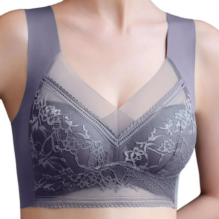 

Youmylove Thin Comfortable Full Cup Women Bra Brassiere Bralette Gathered Wireless Upper Support Pair Breast Bra Vest Lace Bra