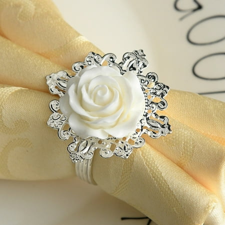 

KEFEI 6Pcs Napkin Rings Polished Romantic Decorative Alloy Valentine s Day Dining Table Serviette Buckles Home Decor for Coffee Shop