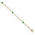 thumbnail image 2 of 18K Yellow Gold Plated Silver Green Nano Emerald and White Moissanite and Round White Lab Grown Diamond Tennis Bracelet for Women (2.74 Cttw, Gemstone Birthstone, Oval 6X4MM, 7.25 inches), 2 of 4
