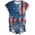 thumbnail image 5 of felwors Women's Casual Patriotic Graphic T-Shirt – USA Flag, Eagle, Statue of Liberty & Fireworks Print, Short Sleeve Crew Neck Tee for 4th of July Events (Dark Blue, XXL), 5 of 8