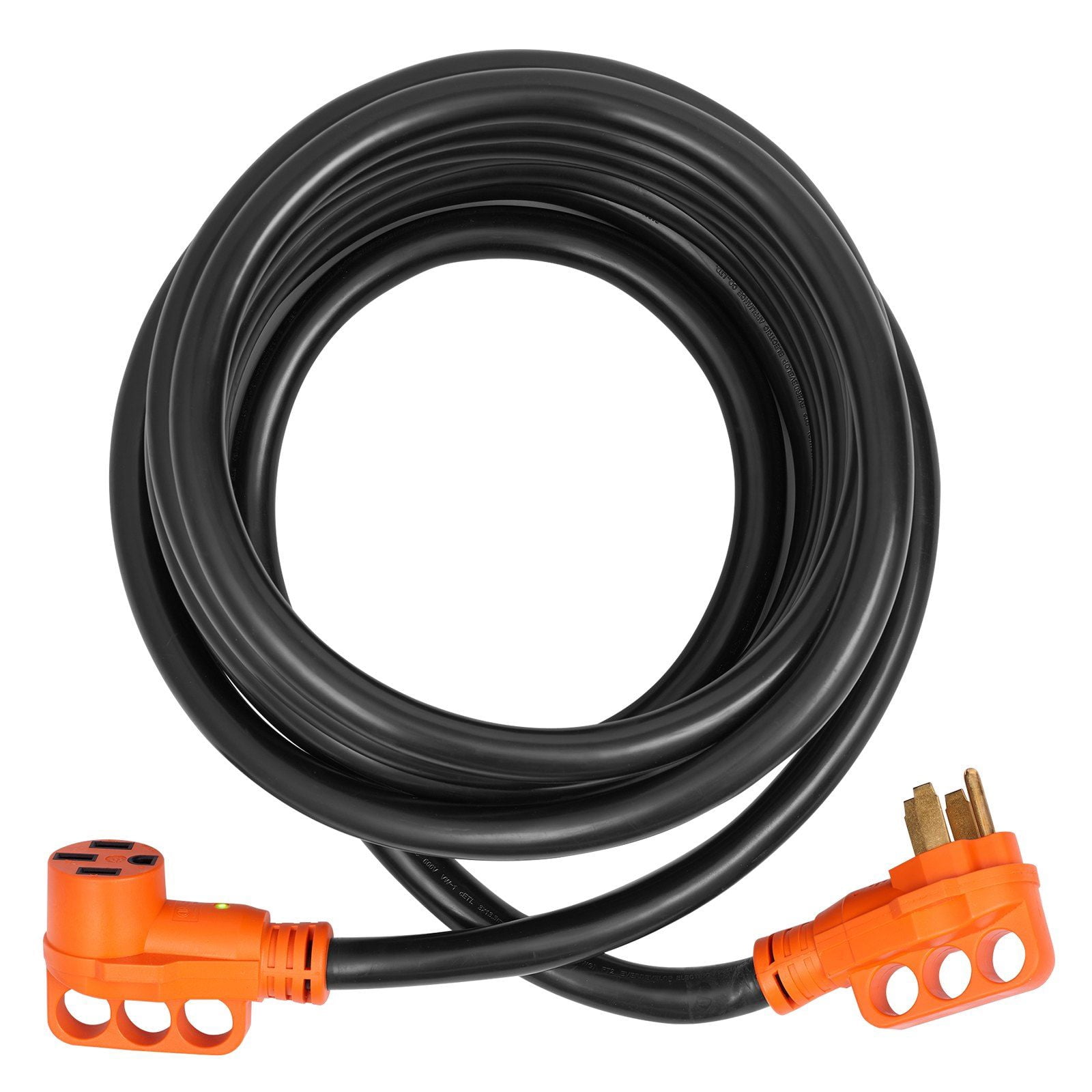 50 Amp RV Extension Cord 15ft, NEMA 14-50 Plug to Receptacle, STW Heavy Duty w/LED Handle & Adapter, ETL Certified for Campers, Trams, RVs