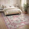 thumbnail image 3 of ODIKA 8'x10' Washable Area Rug Non-Slip Chair-Friendly Mat Vintage Floral Motif Distressed Ornate Blossom Scrollwork Design for Dining Room, Large Office, Lounge, 3 of 7