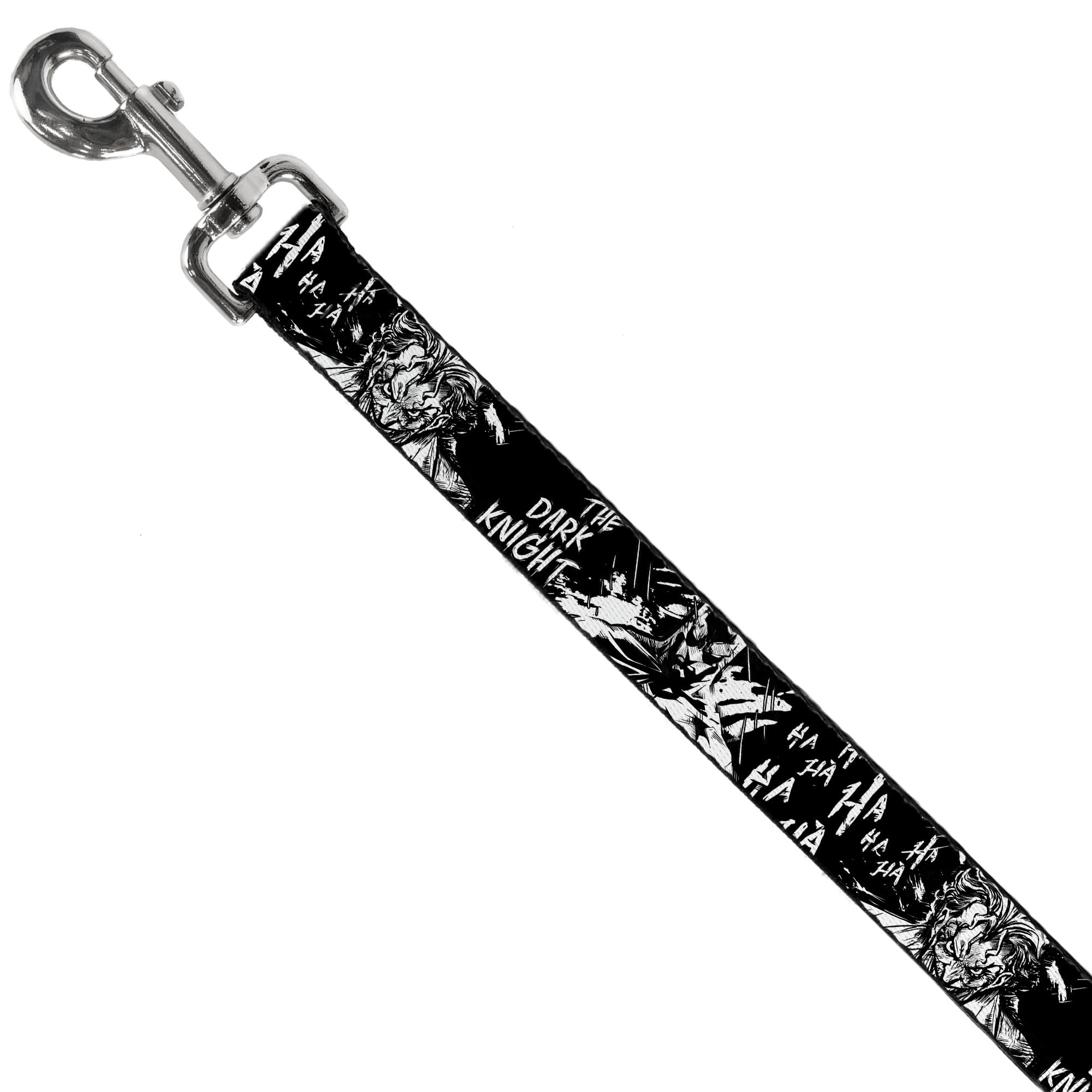 DC Comics Pet Leash, Dog Leash, Batman The Dark Knight and Joker Smiling Close Up Black, 6 Feet Long 1.0 Inch Wide