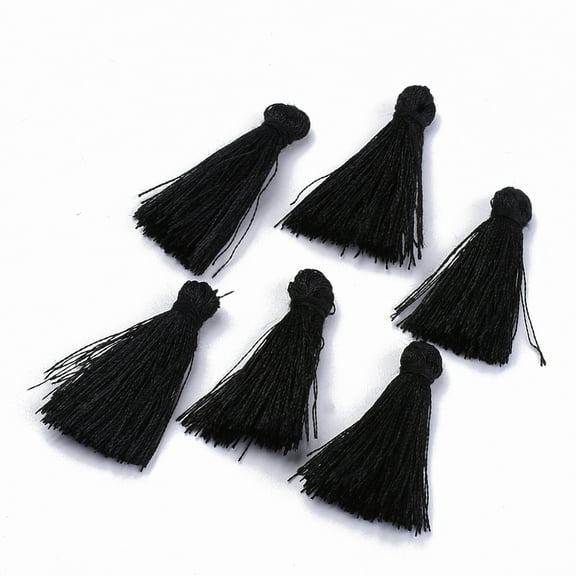 20pcs Polyester Tassel Decorations Black 30~35mm