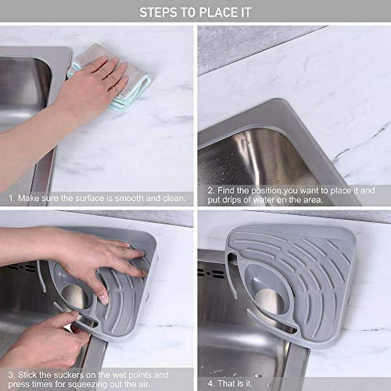 Kitchen sink caddy sponge holder scratcher holder cleaning brush holder  sink organizer(Grey)