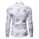 thumbnail image 1 of Hombres Nightclub Shiny Golden 3D Rose Impreso Slim Fit Button Down Party Dress Shirt Odeerbi  ODB-6, 1 of 4