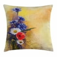 thumbnail image 1 of Watercolor Flower Home Decor Throw Pillow Cushion Cover, Poppy Flowers Cornflower Pastel Chamomile Petal Beauty Print, Decorative Square Accent Pillow Case, 18 X 18 Inches, Blue White, by Ambesonne, 1 of 2