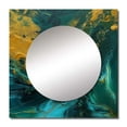 thumbnail image 2 of Designart "Gilded Sundown Upon Teal Sea Abstract Art IV" Abstract Painting Gold Large Square Mirror - Square Bedroom Mirror Printed Wall Decor - Modern Square Printed Wall Mirror Art, 2 of 5