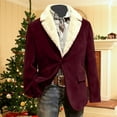 thumbnail image 2 of Adeawade Mens Jacket Christmas Velvet Coats Winter Warm Fuzzy V Neck Trim Elegant Festive Party Jacket Solid Color Tops With Button Xmas Retro Clothes 2XL, 2 of 3