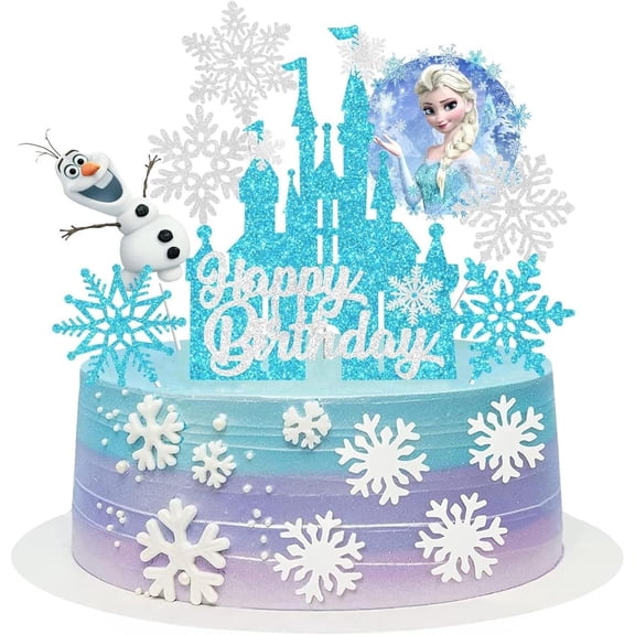 8 Pcs Cute-Princess Anime Birthday Cake Toppers, Snow Theme Princess Cake Decorations for Ice Party Supplies