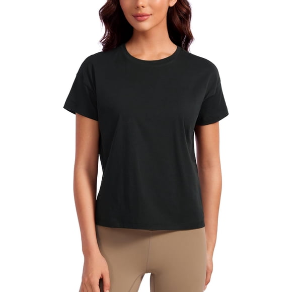Pima Cotton Short Sleeve Workout Tops for Women Loose Basic T-Shirt Athletic Gym Casual Tee Shirts
