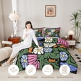 thumbnail image 3 of Homewish Colorful Boho Floral Full Size Comforter Sets,Vintage Daisy Flowers Bedding Comforter Set,Black Reversible,3-Piece,1 Comforter and 2 Pillowcases, 3 of 7