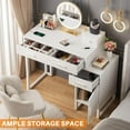 thumbnail image 5 of Vanity Desk With 4 Drawers and Cabinet, Makeup Vanity Table With Charge Station Socket, Small Space Makeup Bedside Cupboard, Gift for Her Choice, Suit for Apartment/Dorm/Bedroom, Pure White, 5 of 7