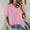 Pink, variant on Linen Shirts for Women V Neck Short Sleeve Plain T Shirt Summer Tops Loose Fit Dressy Casual Blouses Basic Tee Pink
