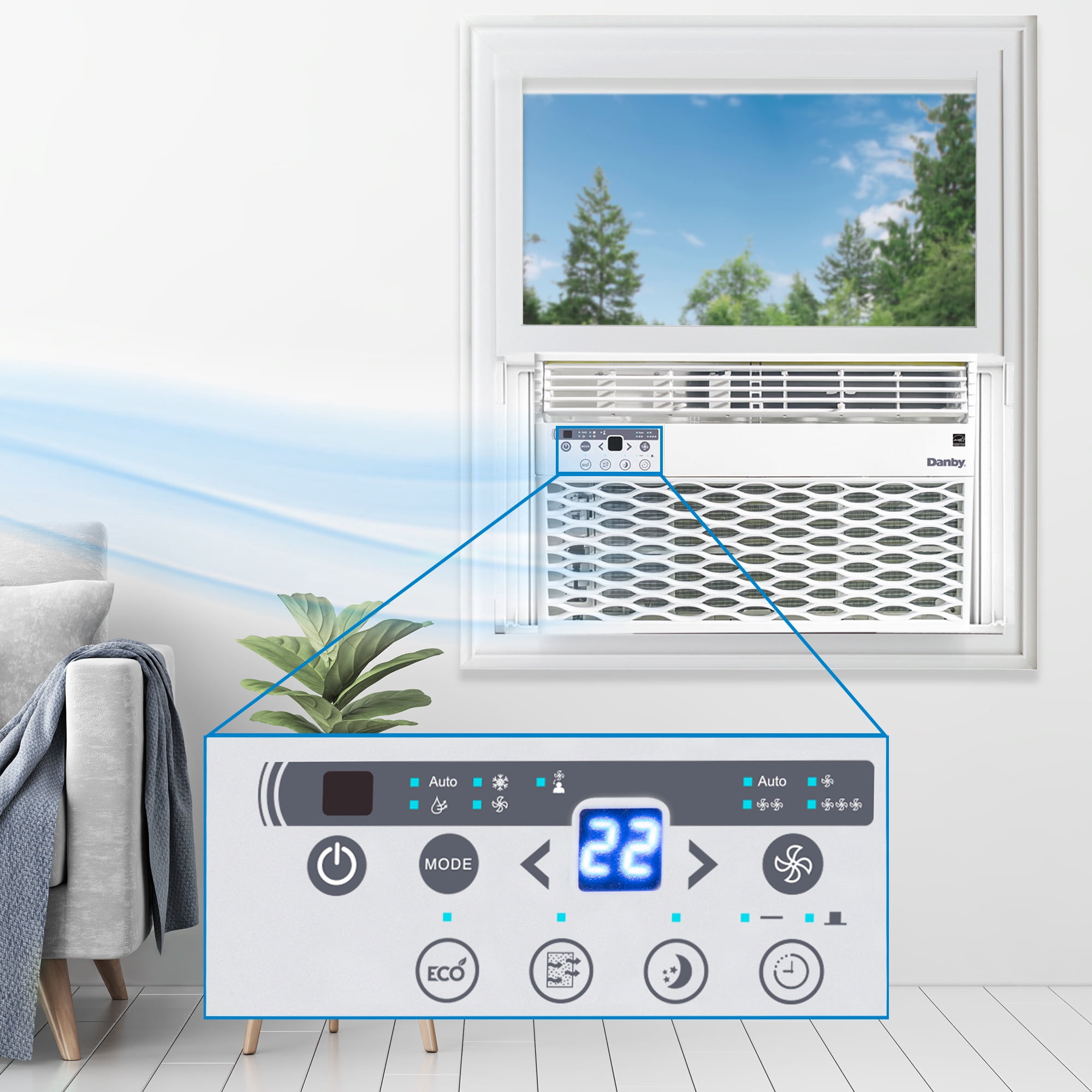 Danby 10,000 BTU Window Air Conditioner with Remote for Rooms up to 450 sq. ft. in White