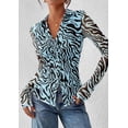 thumbnail image 6 of PRETTYGARDEN Women Button Down Floral Shirts Fall Trendy Long Sleeve V Neck Ruched Fitted Mesh Blouse Tops Date Outfits, 6 of 11