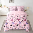 thumbnail image 2 of Homewish Multicolor Butterfly 7-Piece Twin Bedding Sets,Cartoon Flower Floral Bedding Comforter Set,Pink Purple Black Sheet Sets For Girls Teens,Super Cozy Room Decor Reversible, 2 of 8