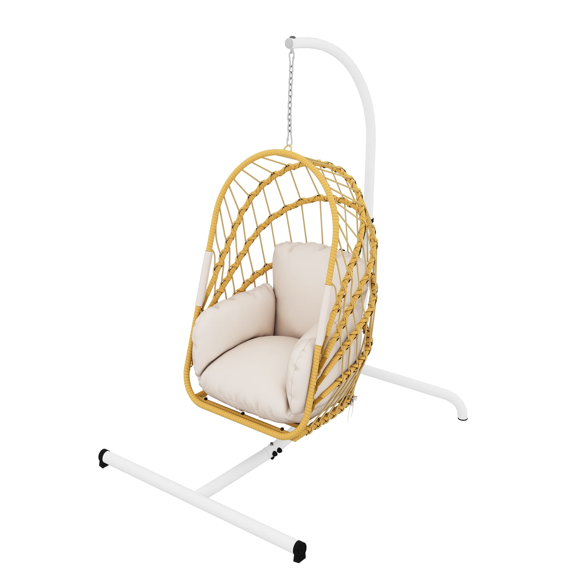 Uforic Hanging Egg Chair with Stand, Patio Swing Egg Chair Hammock Chair for Outdoor Indoor - Beige