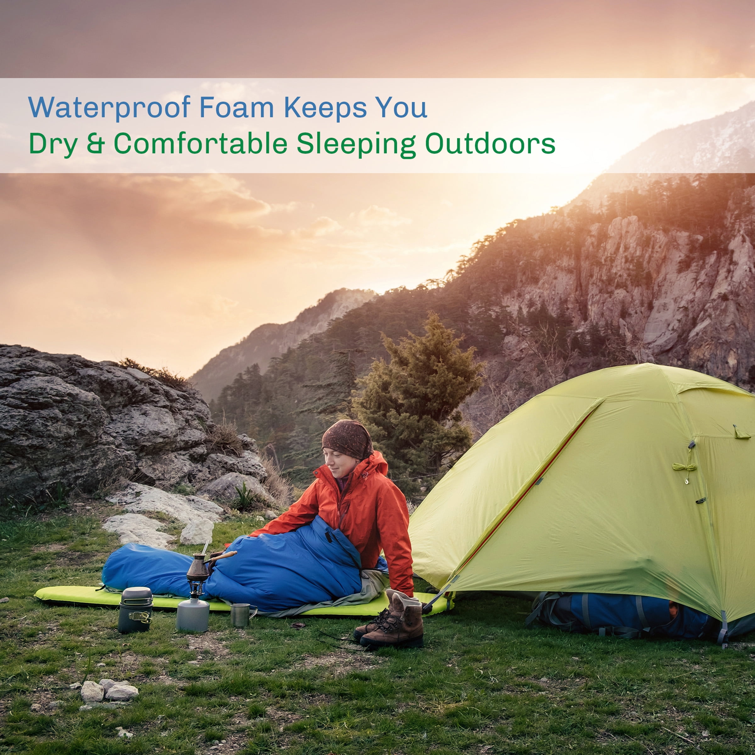 Wakeman Outdoors 1.25-Inch-Thick Foam Sleeping Pad for Camping (Black)
