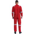 thumbnail image 2 of iixpin Men's Lightweight Work Coveralls One Piece Cotton Reflective Safety Mechanics Jumpsuits Workwear Red M/165, 2 of 5