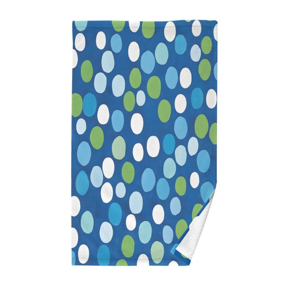 Yayeee 100% Cotton Hand Towels for Bathroom 16" x 28" Soft Absorbent Kitchen Towel, Blue Dots