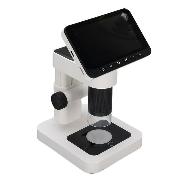 Electronic Microscope, 1500mAh Battery HD Magnifying Glass 4.5 Inch Large Screen 5-32X Magnification 12MP 1080P Resolution for Children Teaching Black,Grey