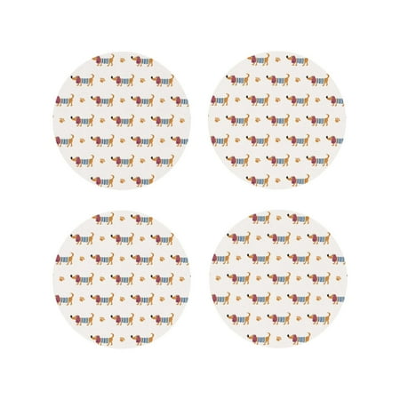 

Drink Coasters Set of 4 Dachshund Dog Puppy No.1004 Leather Coasters for Coffee Table Protector Heat Resistant Cute Coasters for Home Decor Housewarming Gifts Bar Kitchen 4 Inch Round Shape