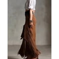 thumbnail image 4 of Womens Western Country Concert Outfits Bodycon Hem Tassel High Waist Cowgirl Long Pencil Skirts Dark Brown L, 4 of 5