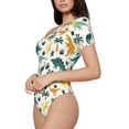 thumbnail image 2 of Balery Women'Sdinosaurs And Tropical Leaves Crew Neck Round Neck Short Sleeves Slim Fit Casual Basic Extender Bodysuit Daily Jumpsuit T Shirts-Medium, 2 of 9